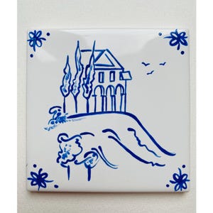 Asolo Hilltop ~ Delft Inspired, Hand-Painted Blue and White Tile