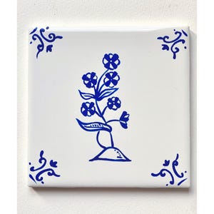 Flower Mound ~ Delft Inspired, Hand-Painted Blue and White Tile