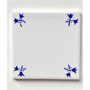 Lisse Corner ~ Delft Inspired, Hand-Painted Blue and White Tile