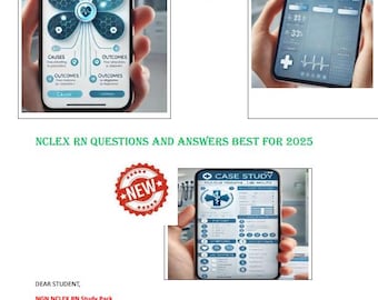 May include: A digital study guide for the NCLEX-RN exam. The guide includes a variety of question formats, including standalone questions, SATA, Bowtie, Drag-and-Drop, and Case Studies. The guide is designed to help students excel in their NCLEX-RN preparation by providing comprehensive questions in key areas. Master these formats to boost your confidence and ace your exam!
