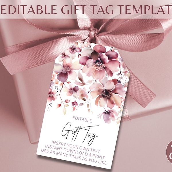 Editable Gift Tags, Editable Mother's Day Gift Tag, Editable Tag Template, Elegant Gift Tags, Digital Download, Instant Print