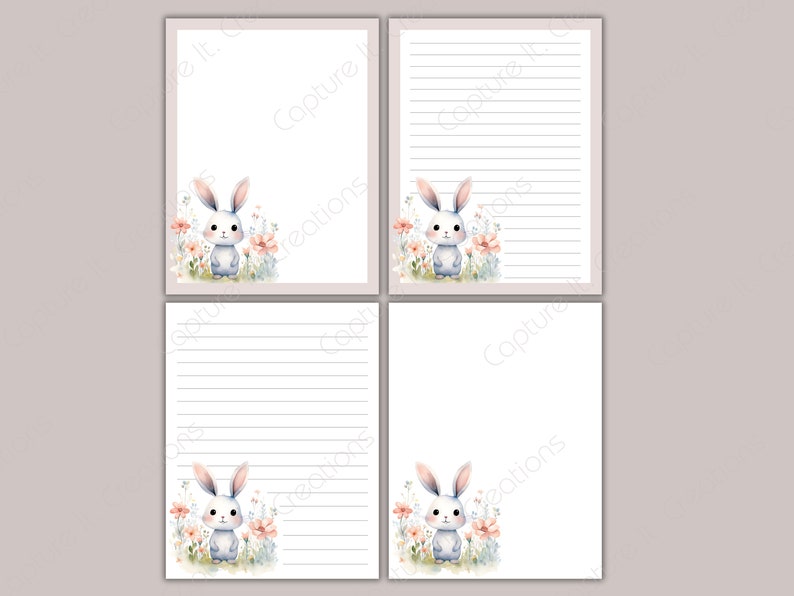 Printable Stationery, Easter Stationery Printable, Cute Bunnies Theme ...