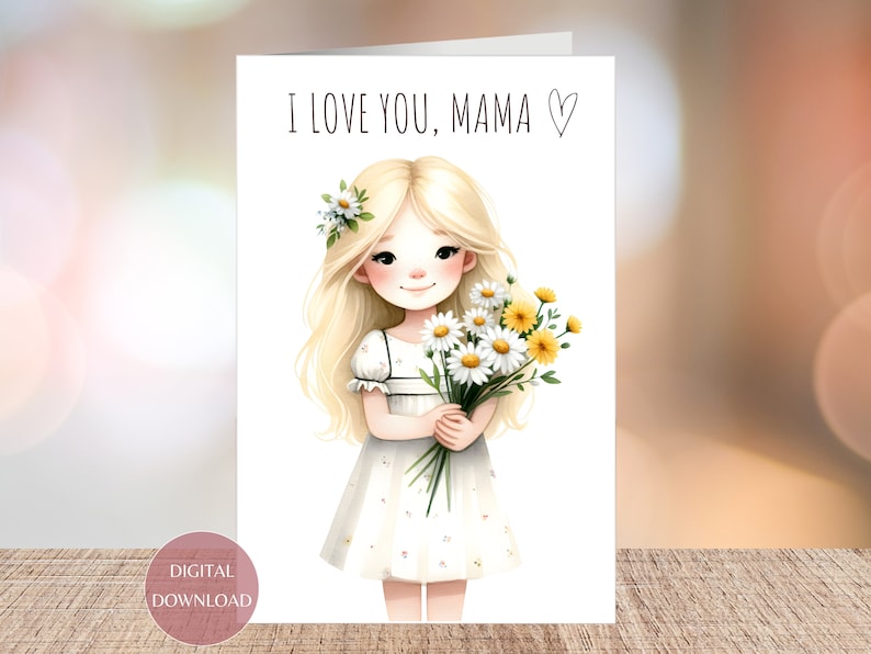 Printable Mother's Day Card, Mother's Day Card From Daughter, Mother's Day Printable, Happy ...