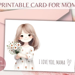 Printable Mother's Day Card, Mother's Day Card Printable, Mother's Day Printable, Happy Mother's Day Card, Envelope Template Included zdjęcie 1