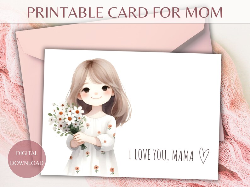 Printable Mother's Day Card, Mother's Day Card Printable, Mother's Day Printable, Happy Mother's Day Card, Envelope Template Included zdjęcie 1