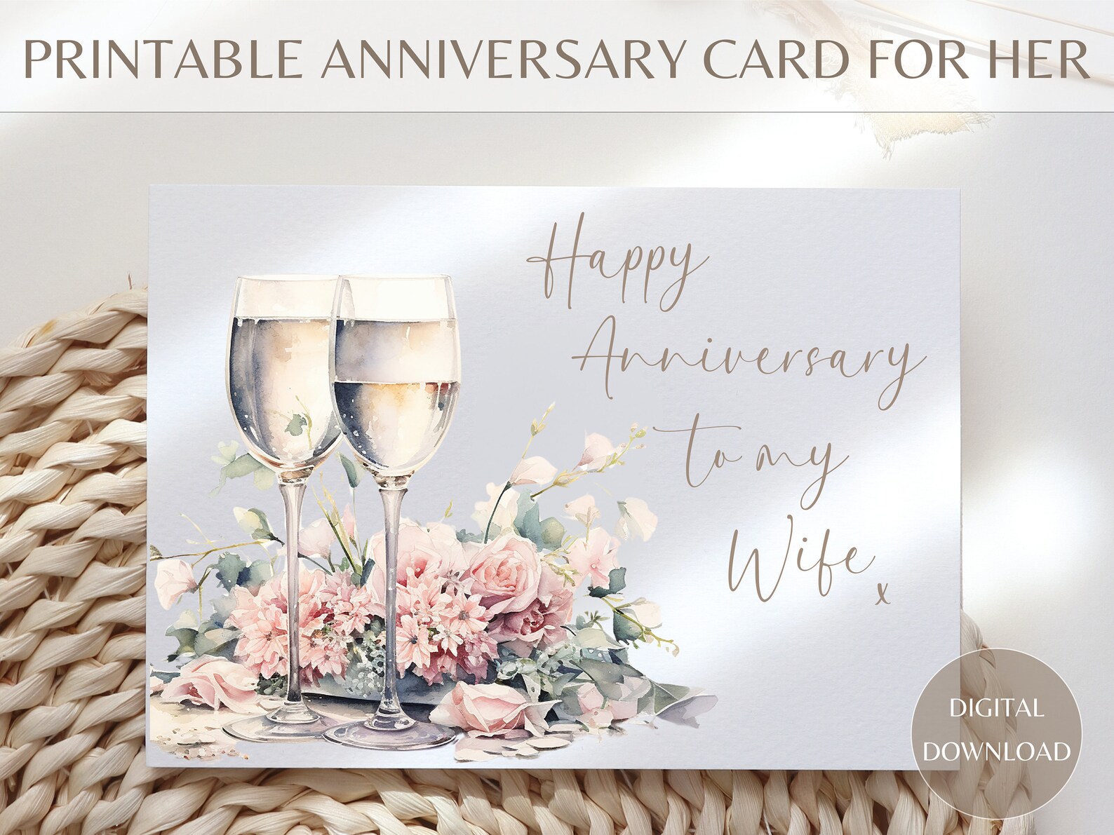 Anniversary Card Wife, Printable Anniversary Card, Anniversary Card for Her, Wife Anniversary ...