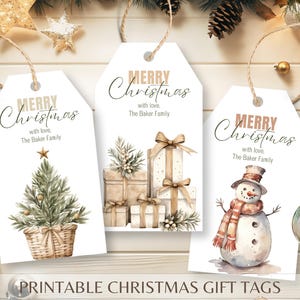 Weihnachtsgeschenkanhänger zum Ausdrucken, Boho Weihnachten, bearbeitbare Weihnachtsgeschenkanhänger, Frohe Weihnachten Geschenkanhänger, DIY Weihnachtsgeschenke, PDF