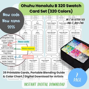 Ohuhu Honolulu B 320 Swatch Cards: Portable Blending Guide (Digital Download