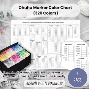 Ohuhu Marker Color Chart (320 Colors) – Organized by Mood & Use | Printable Master Reference Sheet | Pastel  Pro Artist Friendly (newcode)