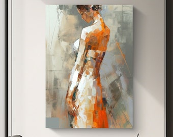 Original elegant figure oil painting, original abstract painting female artwork painting oil painting, modern art office decoration