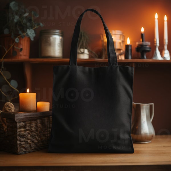 Black Tote Shopper Bag Mockup