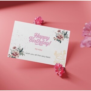 Cartão de Aniversário Bonito | Cartão de Felicitações Digital Estético | Cartão de Aniversário Imprimível