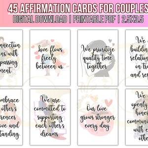 Tarjetas de Afirmación para Parejas: 45 Tarjetas de Afirmación en PDF para Descargar e Imprimir. Ideales para Parejas que Crecen Juntas. Tarjetas Hermosas.