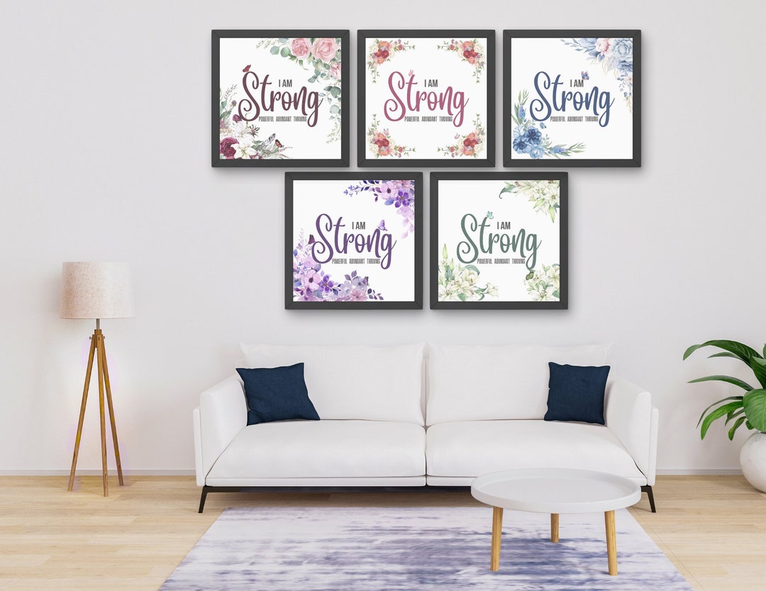 Digital Printable Wall Affirmation Art: I Am Strong Affirmation ...