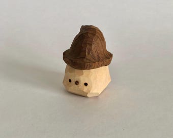 Handmade wooden carving little ghost Sculpture, halloween, Hand carved wood figurine