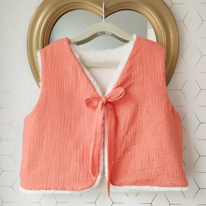 Gilet de berger enfant corail