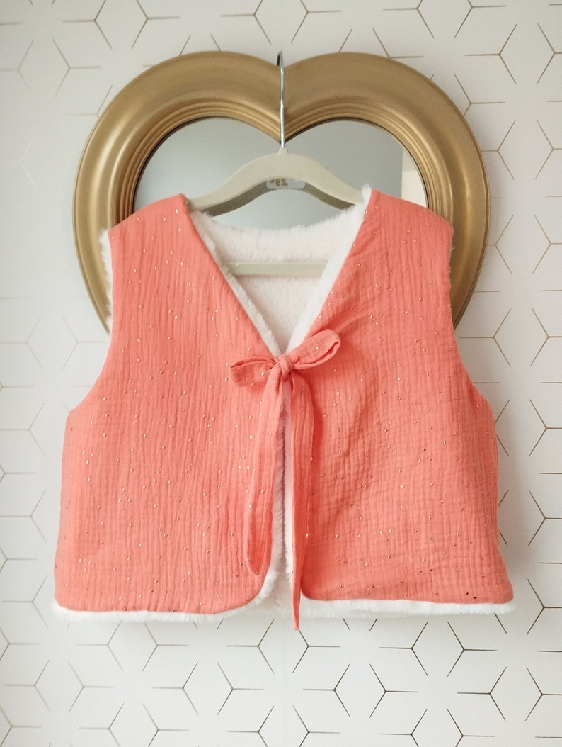 Gilet de berger enfant corail