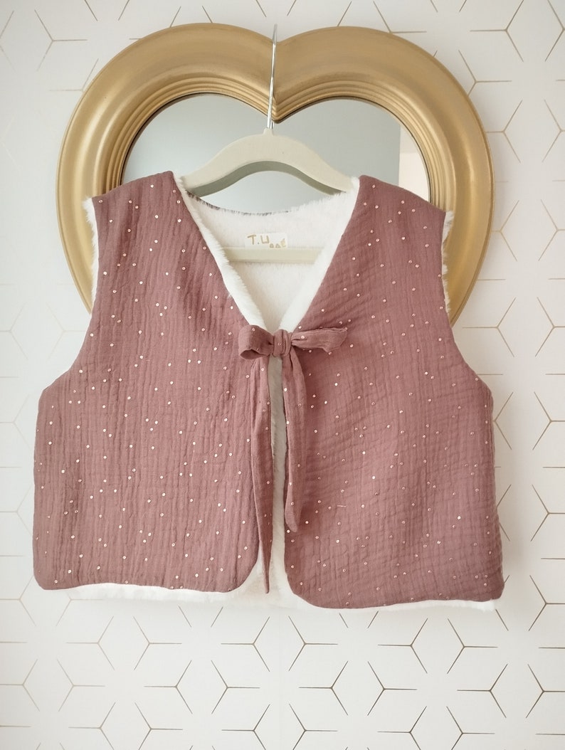 Gilet de berger enfant vieux rose