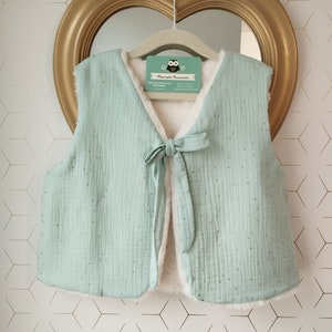 Gilet de berger enfant turquoise