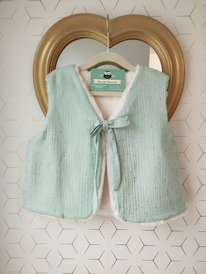 Gilet de berger enfant turquoise