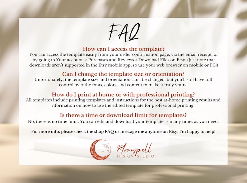 Find answers to common questions about customizing, printing, and accessing your CozyPines Backyard bonfire birthday party invitation template in the Shop FAQ, or contact support for help.