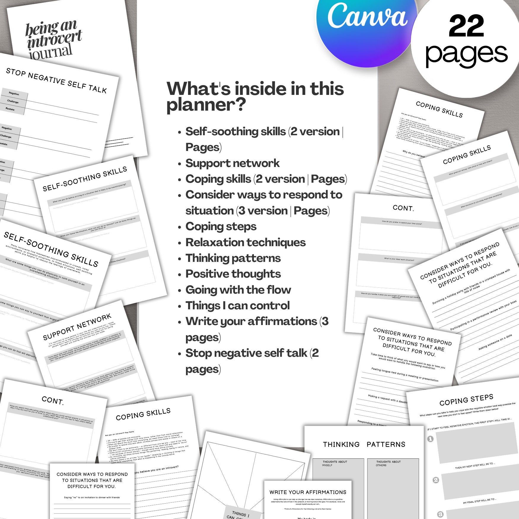 Introvert Journal, Printable, Self Confidence, Therapy Worksheet ...