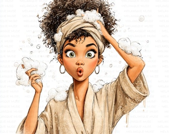 Self Care schwarze Frau Jpeg Clipart Bundle, Spa Day Beauty Afro Mädchen, Beauty Routine Clipart, Projekte, Kunsthandwerk