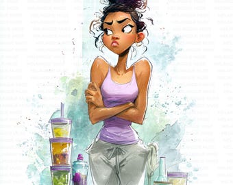 Funny Diet Black Girl Jpeg Clipart, Weight loss Afro Girl, Fresh Salads Clipart, Fitness Planner, Meal Prep, Crafts, Projects