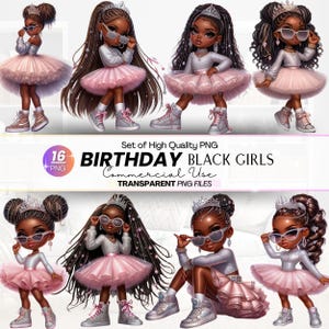Black Little Girl PNG, Birthday Princess PNG, African American Girl Felicity Birthday, Birthday Girl png file, Afro Kid Birthday Little Girl