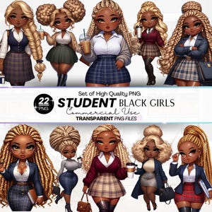 Back to School PNG, 20 Black Kids PNG, Black Chibi Kids Clipart, Black Girl Clipart, Kids Png, Black Boy Png, Cute Black Kids Clipart