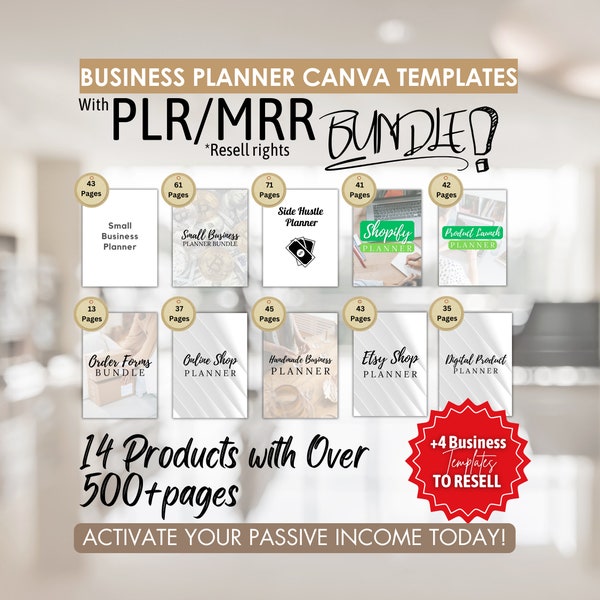 PLR Business Planner Master Resell Rights, Canva Templates Editable Content, Digital Printable Journal, Trackers, Commercial Use