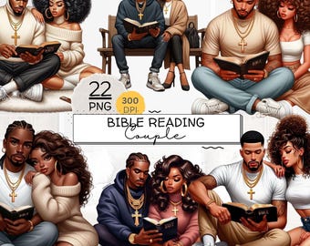 Bible Study Couple Png Clipart, Black Girl Praying, Bible Cover, Bible Reading, Black Girl Reading, Bible Study Guide, African American png