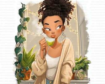 Self Care Afro Woman Clipart Bundle, Quirky Black Girl, Spa day, Projects, Crafts, Scrapbooking Designs
