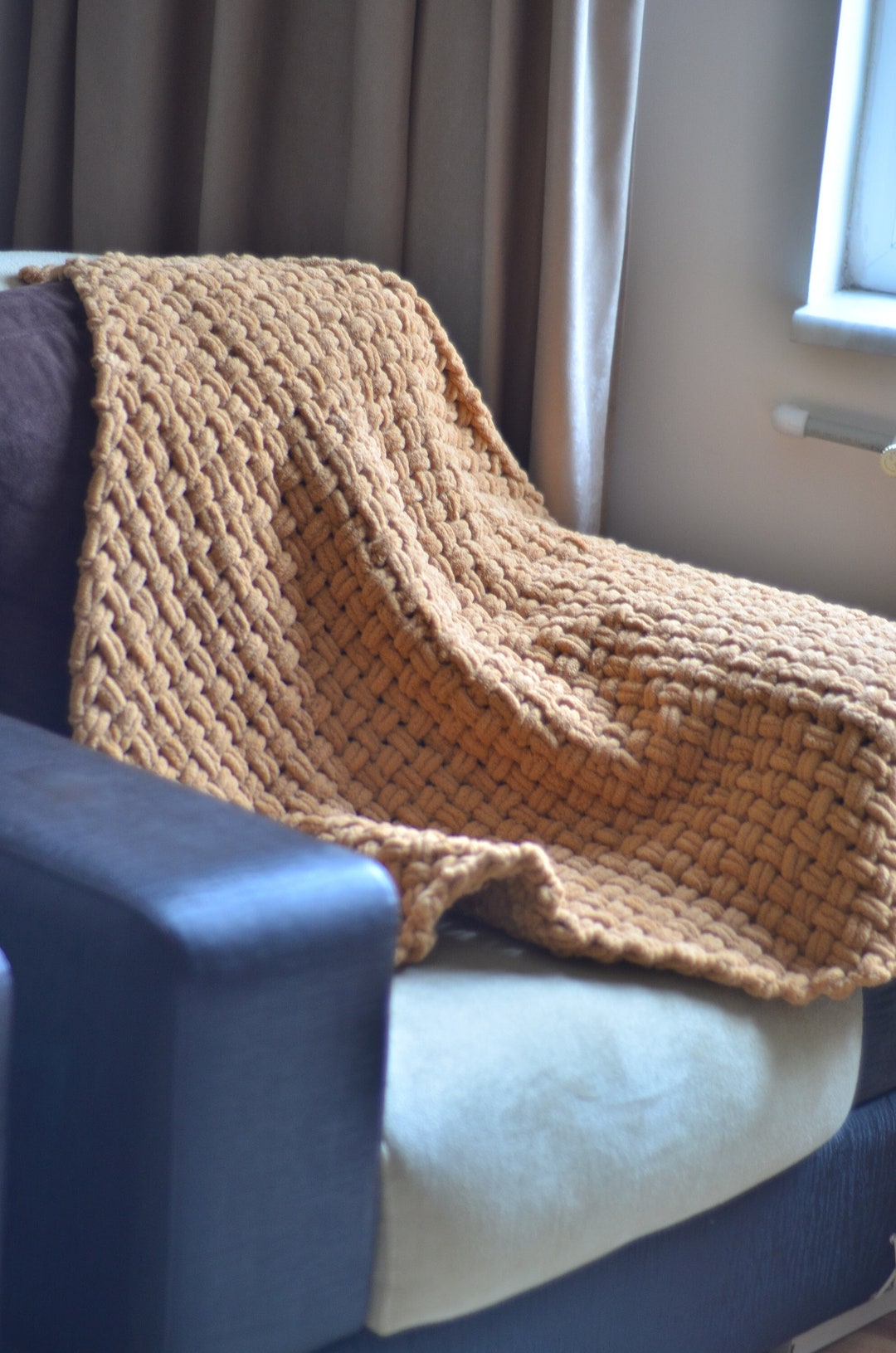 Brown Puffy Blanket Soft Chenille Blanket Warm and Plush Etsy