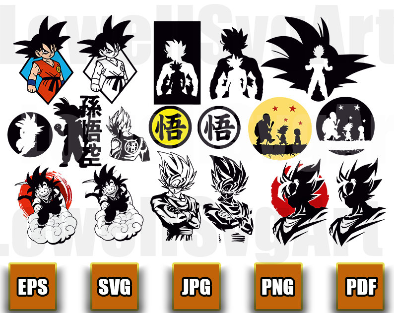 Dragon Ball Z Svg, Dxf, Eps, Png, Clipart, Silhouette and Cutfiles #3