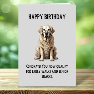 Cartão de aniversário engraçado para cachorro – Design Golden Retriever – Perfeito para amantes e donos de cães