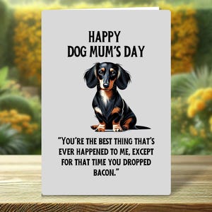 Cartão engraçado para o Dia das Mães - "Feliz Dia das Mães Cachorro" - Para donos de cães - Apresentando um Dachshund fofo