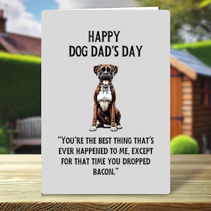 Carte amusante pour la fête des pères - « Happy Dog Dad's Day » - pour les propriétaires de chien - avec un mignon boxer