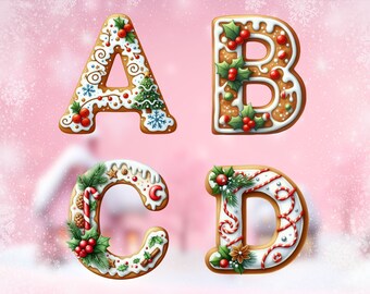 Weihnachten Alphabet Zahlen Clipart - 36 hochwertige PNG, Memory Bücher, Junk Journals, Scrapbooks, Planer, kommerzielle Nutzung, digitaler Download
