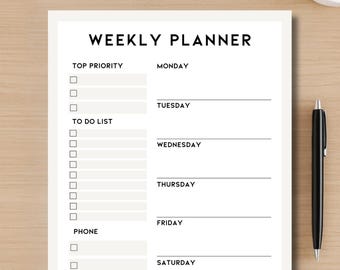 Minimalist Daily Planner Printable | Simple To-Do List, Schedule, Priorities & Notes | A4 and US Letter | Instant Download PDF