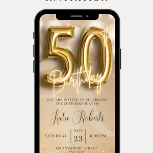 Digital 50th Birthday Invitation For Women Editable 50th Invite Evite Virtual Rustic Fifty Party Invite For Her Birthday Invite For Her image 10