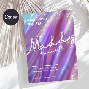 Euphoria Invitation for Euphoria Birthday Party Invite for Euphoria Party Invitation Template for Euphoria Party Invite Euphoria Birthday