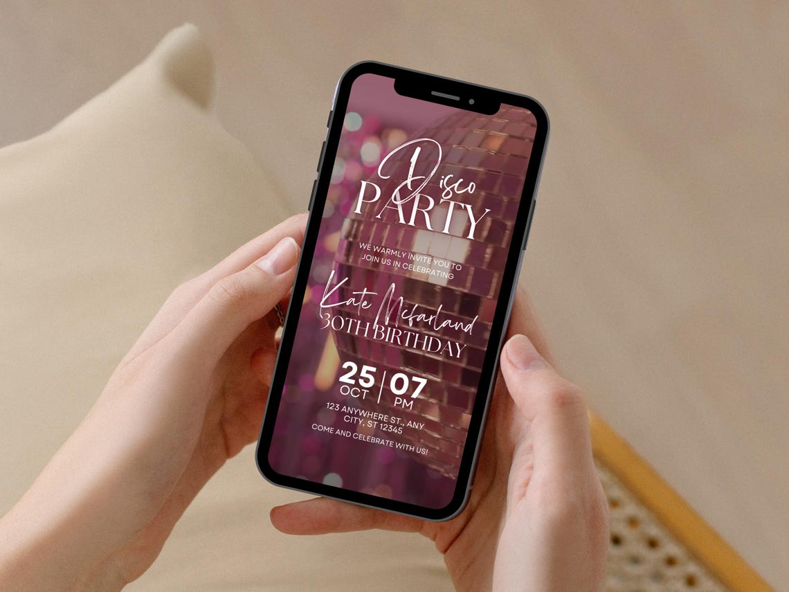 Disco Party Invitation, Lets Party Disco Invitation, Disco Digital ...