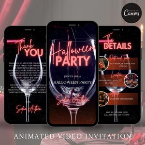 Digital Halloween Party Invitation for Adults Halloween Costume Party Invite Editable Halloween Video Invitation Self Editable DIY Itinerary
