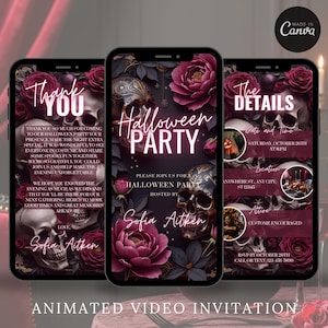 Digital Halloween Party Invitation Costumes and Cocktails Halloween Party Invitation Editable Halloween Template Witch Dinner Invite