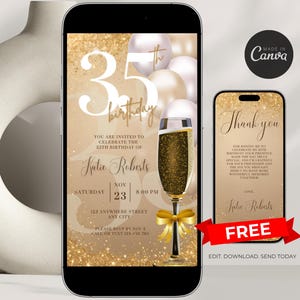 Digital 35th Birthday Invitation, 35th E-Invite, 35th Birthday Evite, 35th Party Invitation, Digital 35th Invitation, Digital Invitation