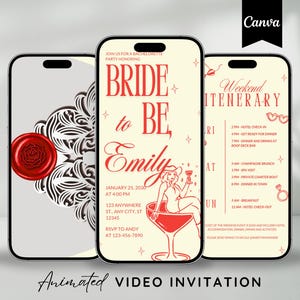 Bachelorette Itinerary Template For Mobile, Weekend Itinerary, Bachelorette Weekend Digital Invitation, DIY Canva Itinerary Planner Template