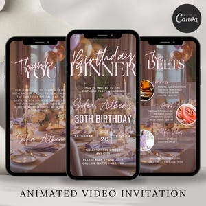 Digital Birthday Dinner Invitation Animated Birthday Dinner Video Invitation Digital Birthday Invite for Women Text Invitation Dinner Party