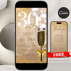 Digital 30th Birthday Invitation, 30th E-Invite, 30th Birthday Evite, 30th Party Invitation, Digital 30th Invitation, Digital Invitation