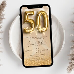 Digital 50th Birthday Invitation For Women Editable 50th Invite Evite Virtual Rustic Fifty Party Invite For Her Birthday Invite For Her image 6